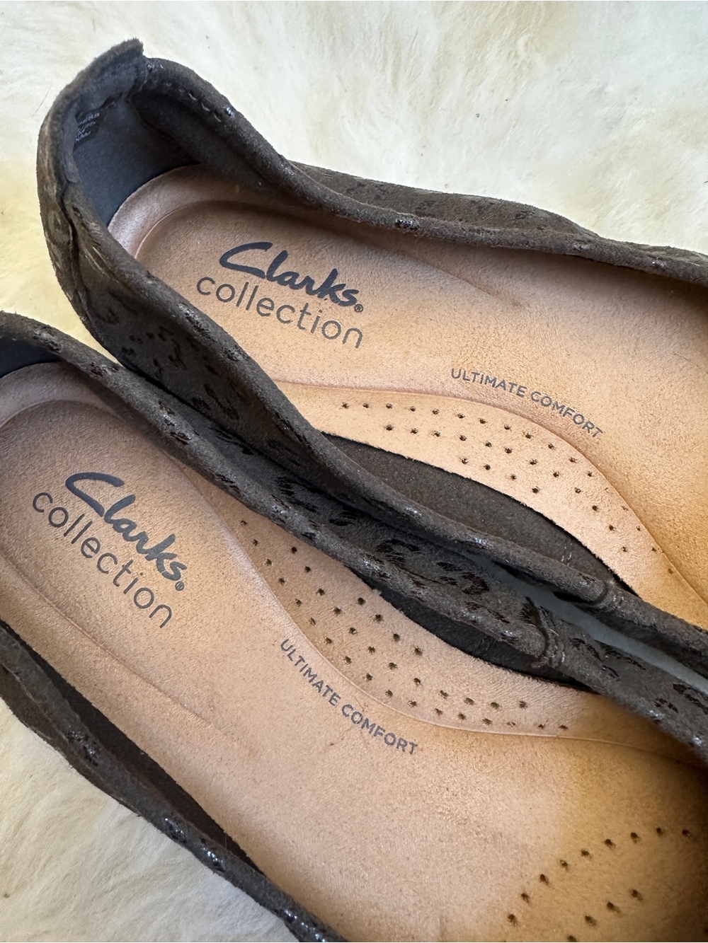 Clarks Jenette Ease Flats Green Animal Print Ballet Slip On Comfort Shoes Size 7 - Picture 6 of 8